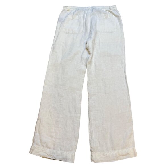 Lauren Ralph Lauren Womens White Linen Wide Leg Pants Size‎ 4 - Picture 2 of 6
